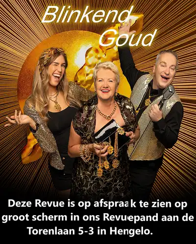 Afbeelding over blinkend goud op groot scherm